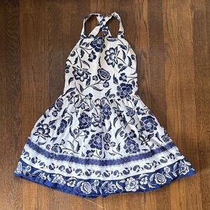 Polo by Ralph Lauren Blue and White linen Floral Kids Dress